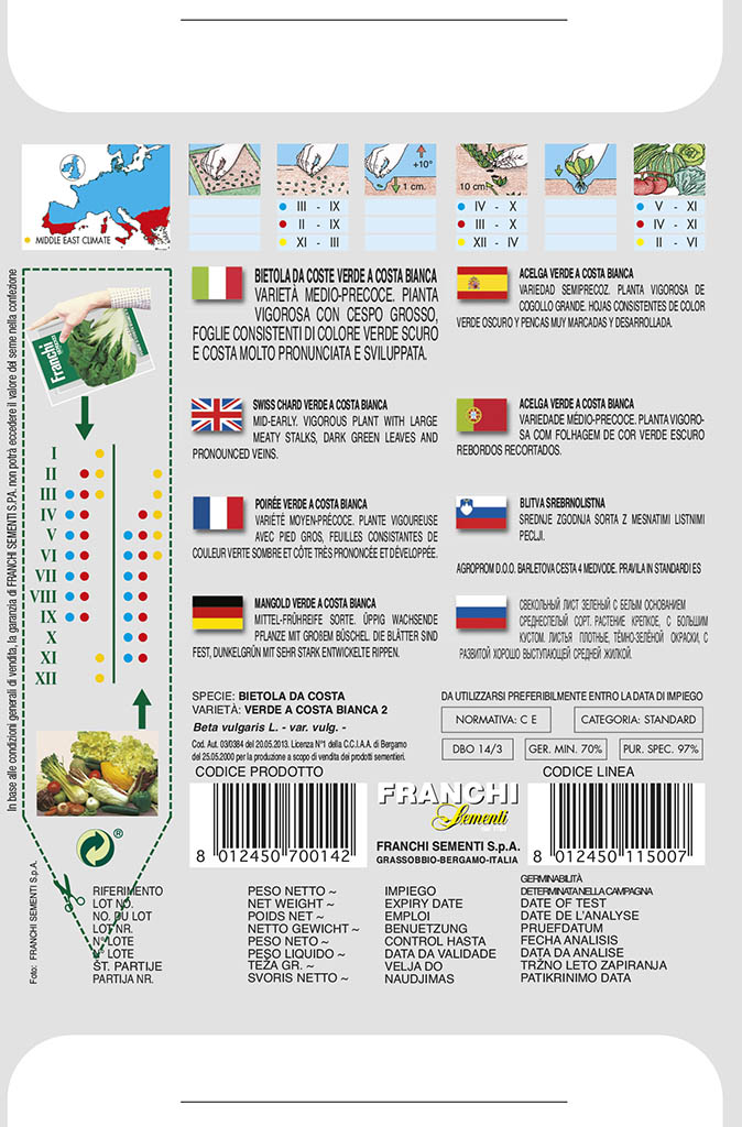 Mangold - VERDE A COSTA BIANCA 2 - semená, 9 gramov