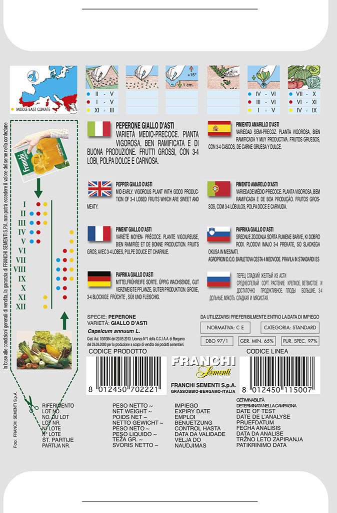 Paprika - GIALLO D'ASTI - semená, 2 gramy