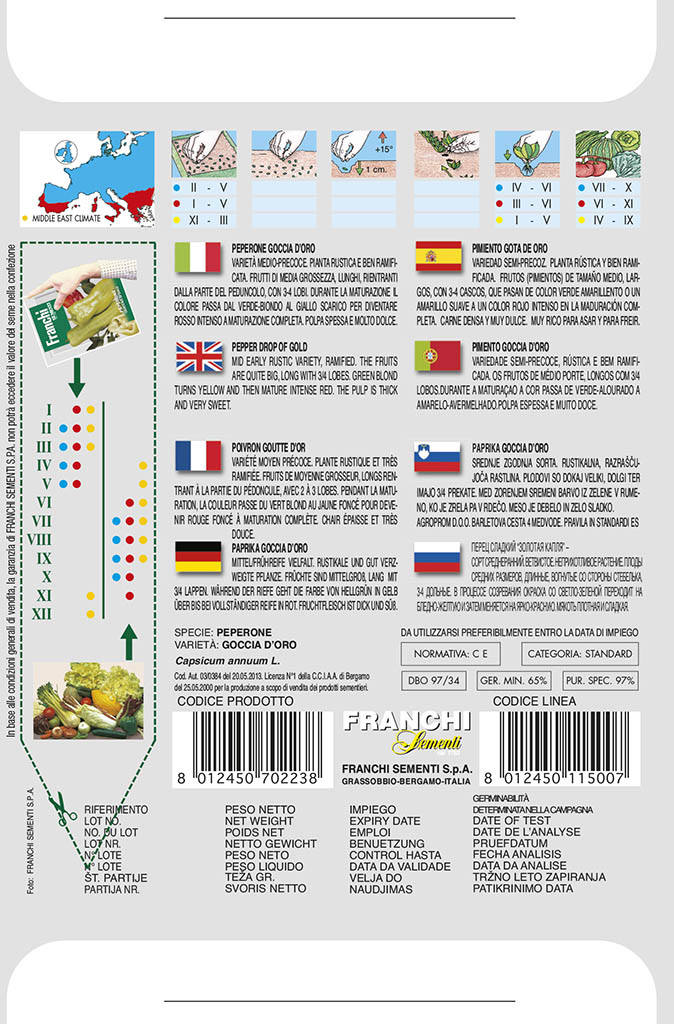 Paprika - GOCCIA D'ORO - semená, 1 gram