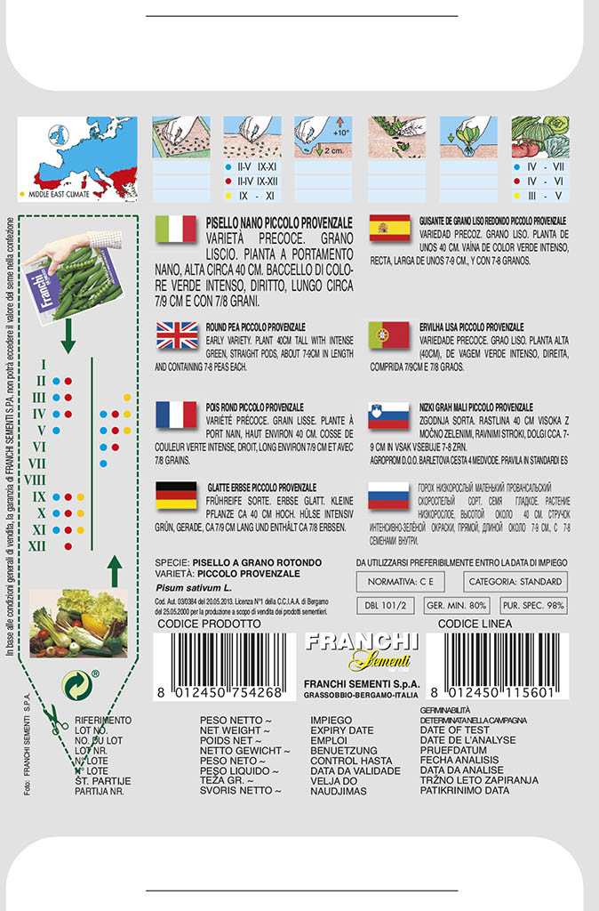 Hrach nízky - PICCOLO PROVENZALE - semená