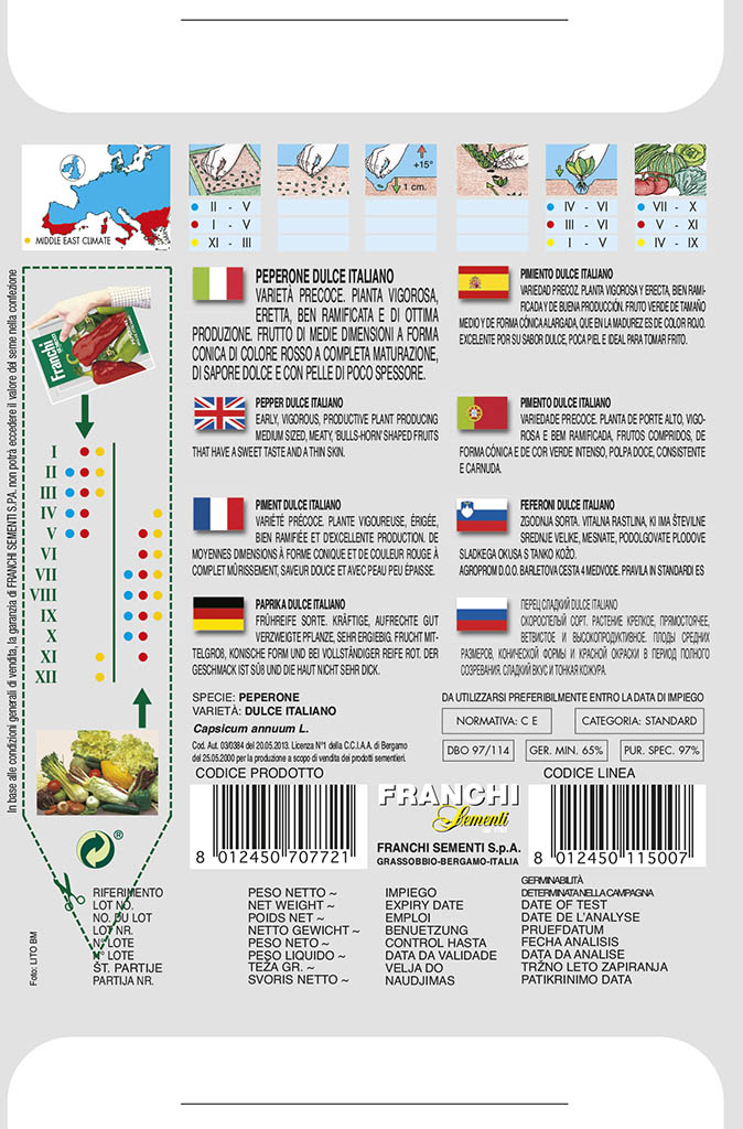 Paprika - DULCE ITALIANO - semená, 2 gramy