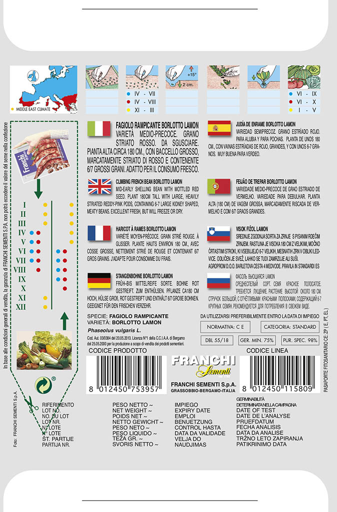 Fazuľa ťahavá – BORLOTTO LAMON - semená